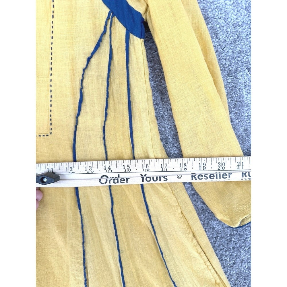 Rentiyo Handwoven Khadi Cotton Anarkali Yellow A-Line Kurta Size XS - Picture 4 of 8